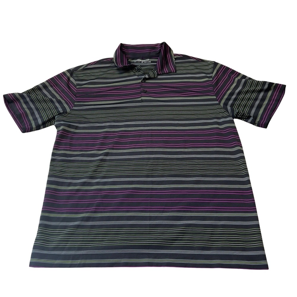 Nike Golf Dri-FIT Polo Shirt‎ Men's L Striped Black Pink Athletic Performance